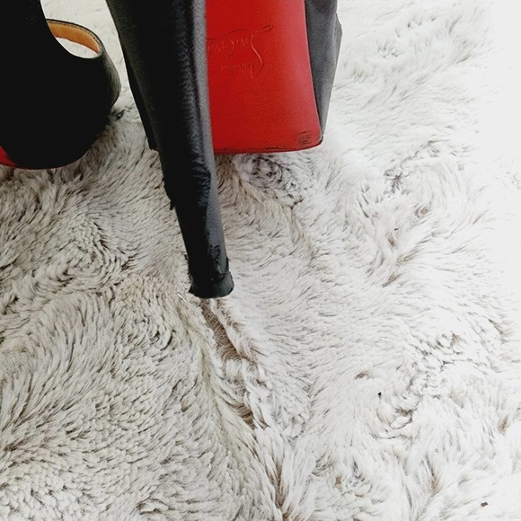 Christian Louboutin Black and Red Peep Toe Heels - Picture 10 of 13